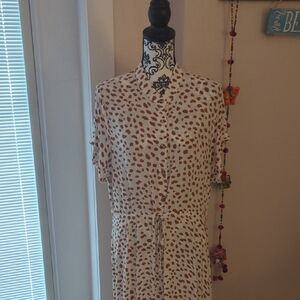 SHEIN White and Orange Patterned Top